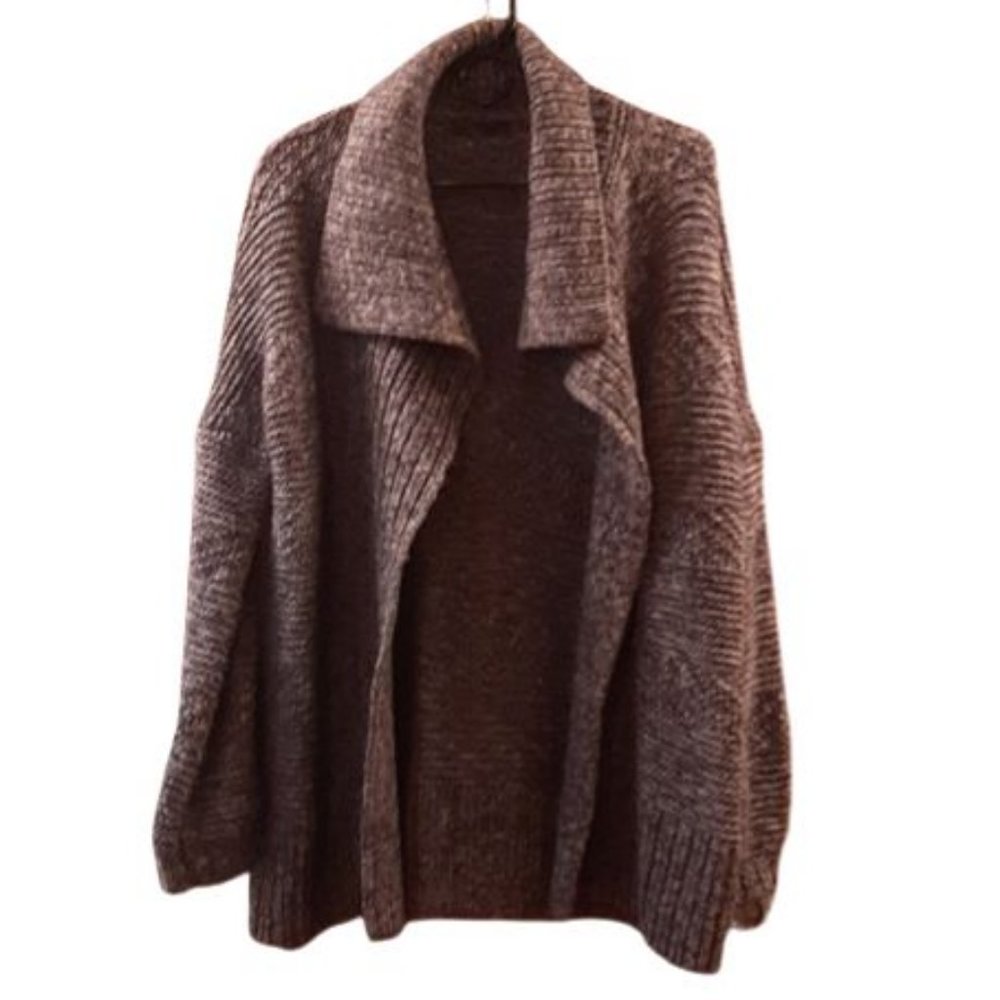 Prana Knit Open Front Oversized Cardigan Sweater Gray Light Purple Size S